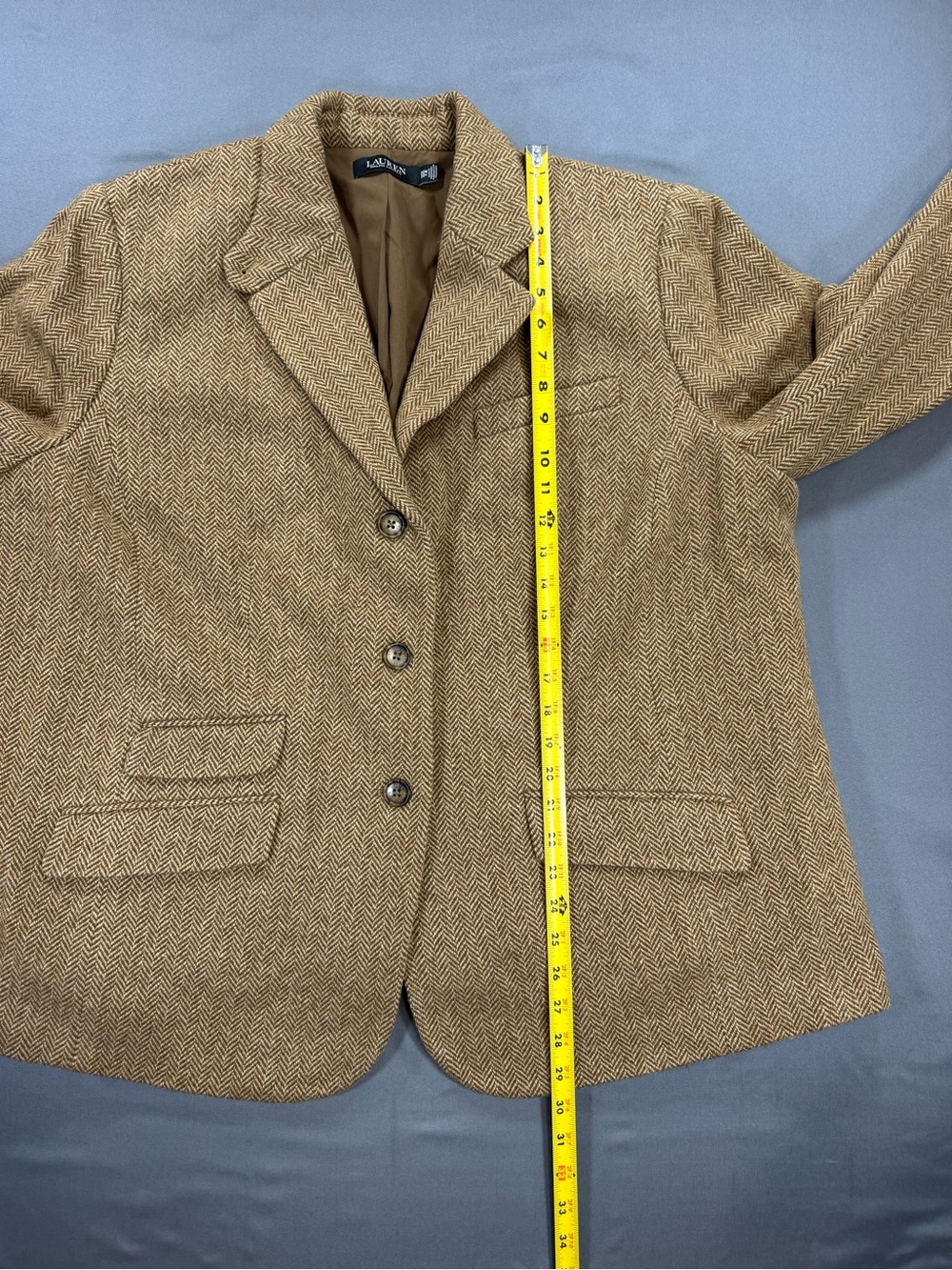 Ralph Lauren Tan Herringbone Blazer Jacket - Picture 7 of 7